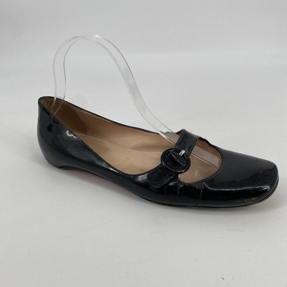 Christian Louboutin shoes women’s 40 1/2 10.5 black flat Mary Jane Leather